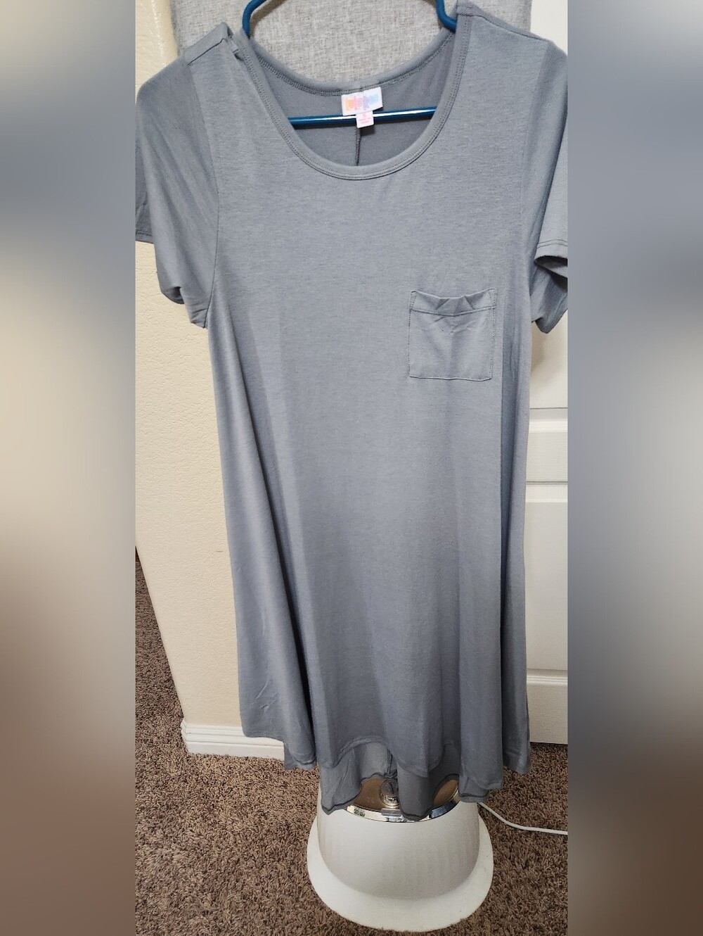 LuLaRoe Carly Pocket Dress Grayish Green Size S (Fits Like A M)